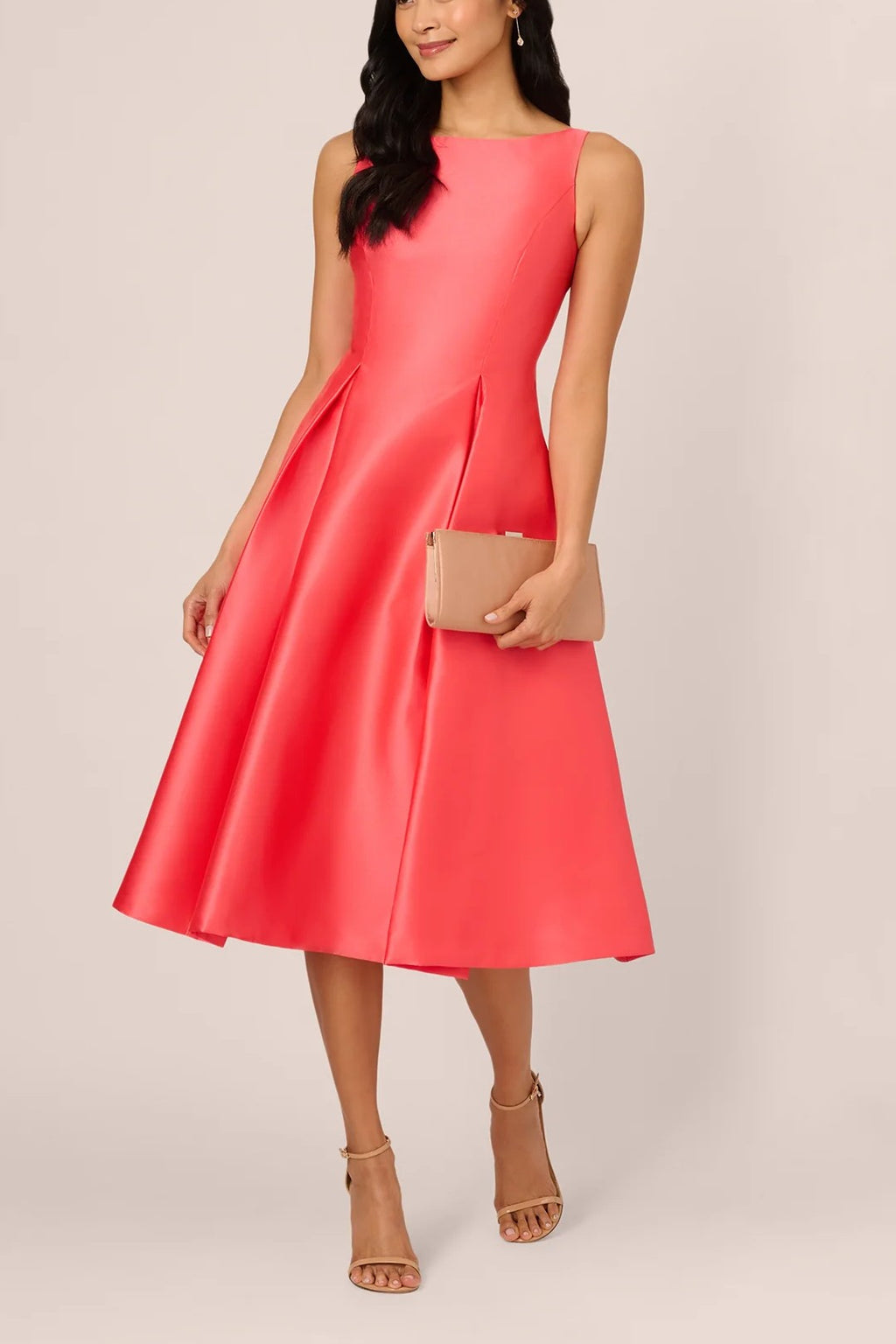 adrianna papell sleeveless mikado fit & flare midi dress Fit-and-Flare with V-Back off shoulder gown this sleeveless dress is Sassy Shortcake Ready To Color:797
