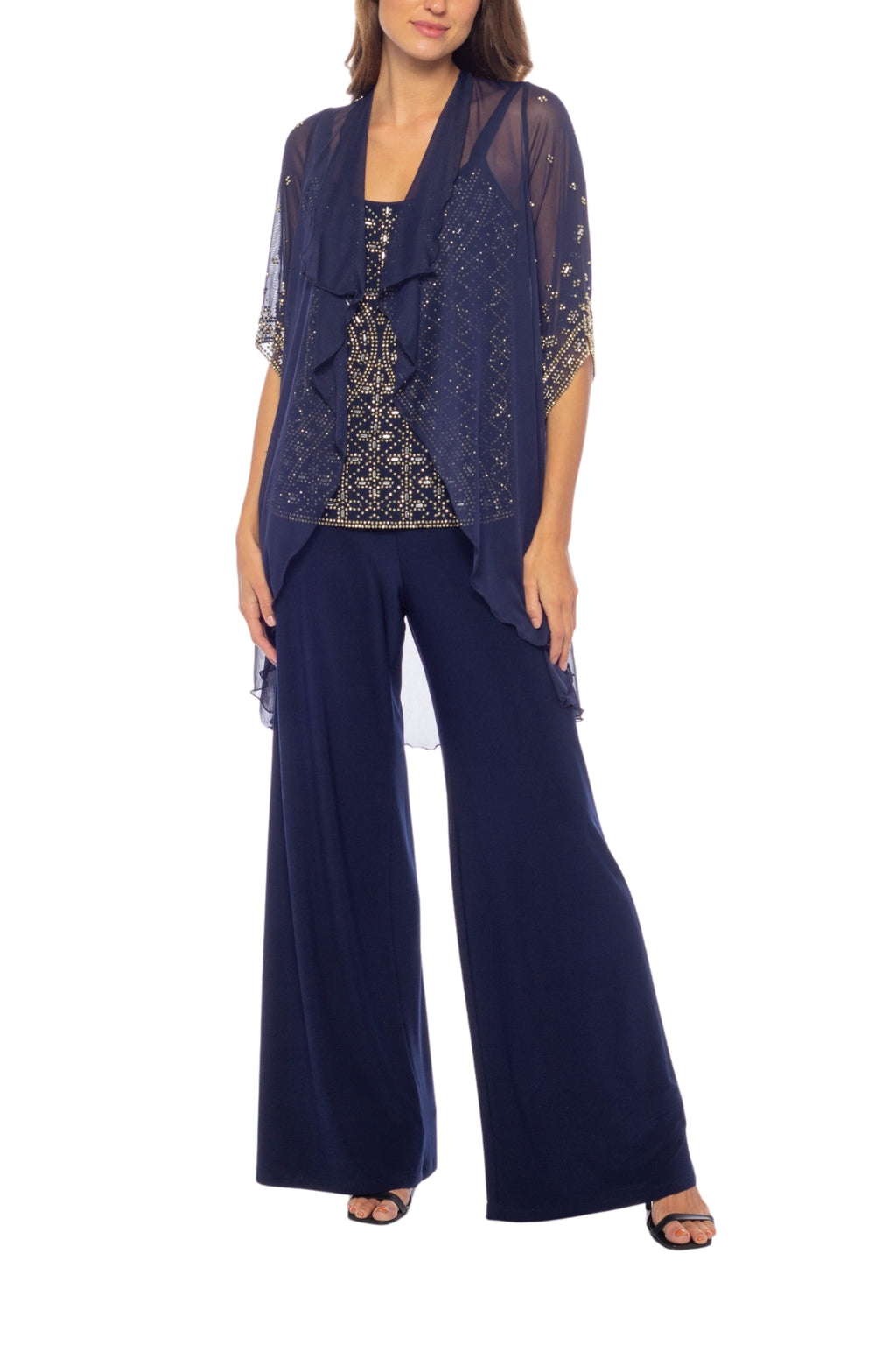 Marina Printed Metallic Jacket Pant 3 Piece Set