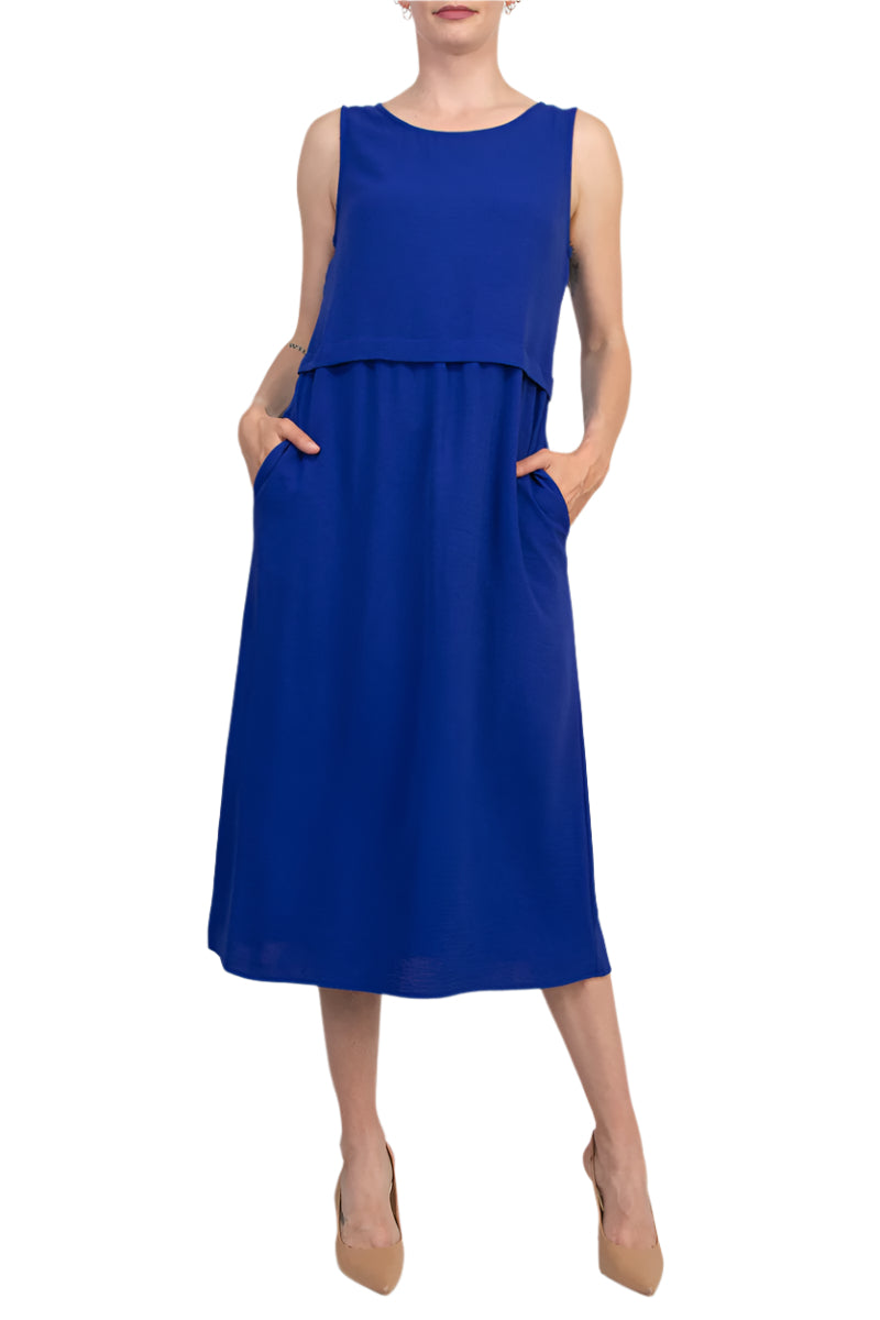 Aemi + Co Round Neck Midi Tank Dress with Pockets