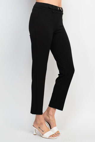 Hope & Harlow mid waist belted stretch crepe ankle pant_BLACK_side