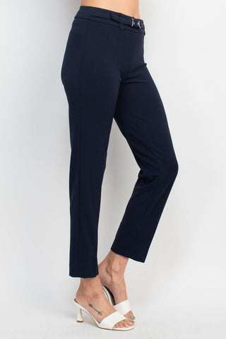 Hope & Harlow mid waist belted stretch crepe ankle pant_NAVY BLAZER_side