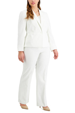 Le Suit Notched Collar One Button Closure with Mid Rise Zipper with Hook and Back Closure Pant - VANILLA ICE - Front
