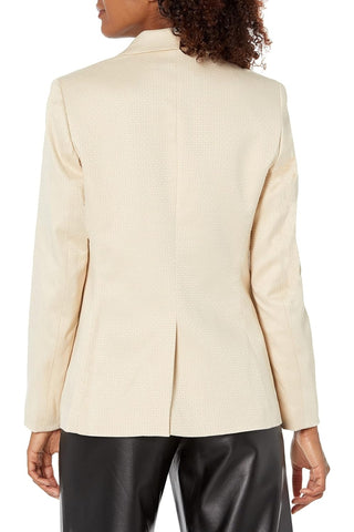 Kasper 1 Button Notched Collar Jacket - GOLD - Back 