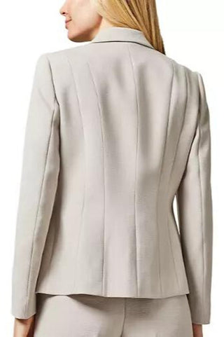 Kasper Notch Collar Seamed Jacket - SUMMER STRAW - Back