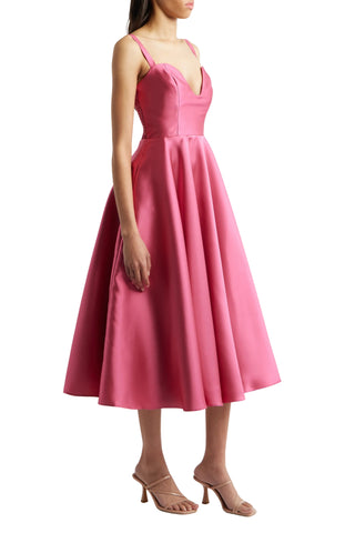 Hutch Hot Deep Sweetheart Neckline Shoulder Straps Bustier Corset Waistline Pleats Smocked Panel Back Fit-and-Flare A-Line Dress