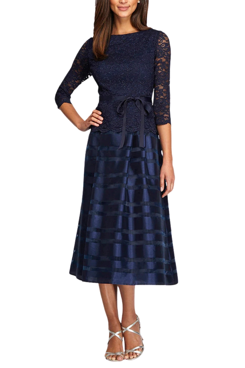Alex Evenings Lace Floral Bateau Neckline Quarter Sleeves Defined Wais Curated Brands Alex Evenings Lace Floral Bateau Neckline Quarter Sleeves Defined Wais Curated Brands