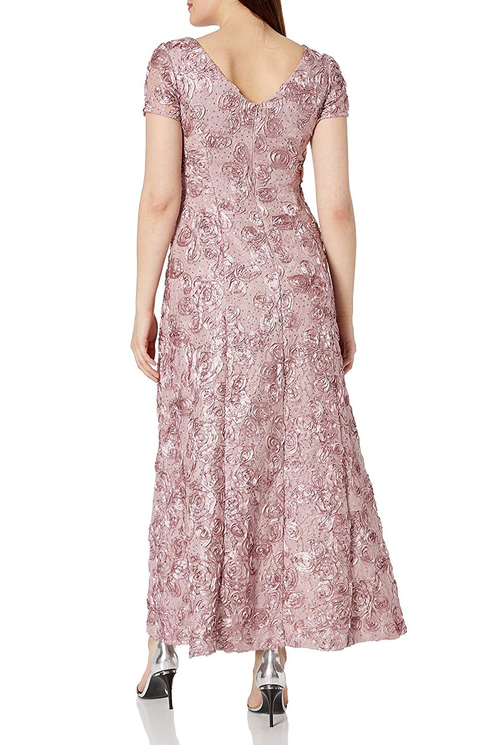 Alex Evenings Scoop Neck Short Sleeve Zipper Back Embellished Lace Dress| Available at Curated Brands in Los Angeles Alex Evenings Scoop Neck Short Sleeve Zipper Back Embellished Lace Dress| Available at Curated Brands in Los Angeles