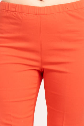 Peace of Cloth Regan Crop Flare Stretch Cotton Pant_CORAL_Detailed