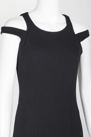 Emma & Michele Scoop Neck Slit Shoulder Sleeveless Zipper Back Solid Shift Knit Dress