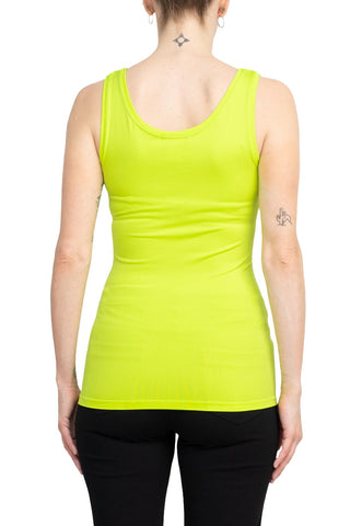 Alberto Makali Square Neck Sleeveless Solid Spandex Top - NEON GREEN -Back 