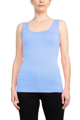 Alberto Makali Square Neck Sleeveless Solid Spandex Top - BABY BLUE - front 