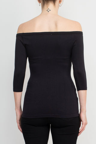 Alberto Makali Off-Shoulder 3/4 Sleeve Solid Spandex Top