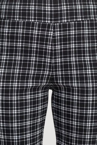 Counterparts Banded Waist Printed Pencil Cut Pull-on Rayon Pant - Black White Plaid - Fabric