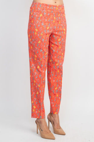 Counterparts Mid Banded Waist Multi Print Stretch Rayon Pants