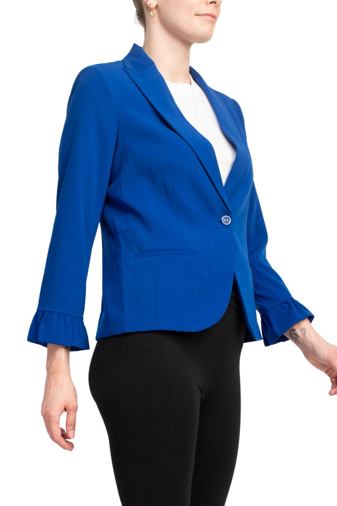 Peace of cloth one button ruffle sleeve blazer Available at