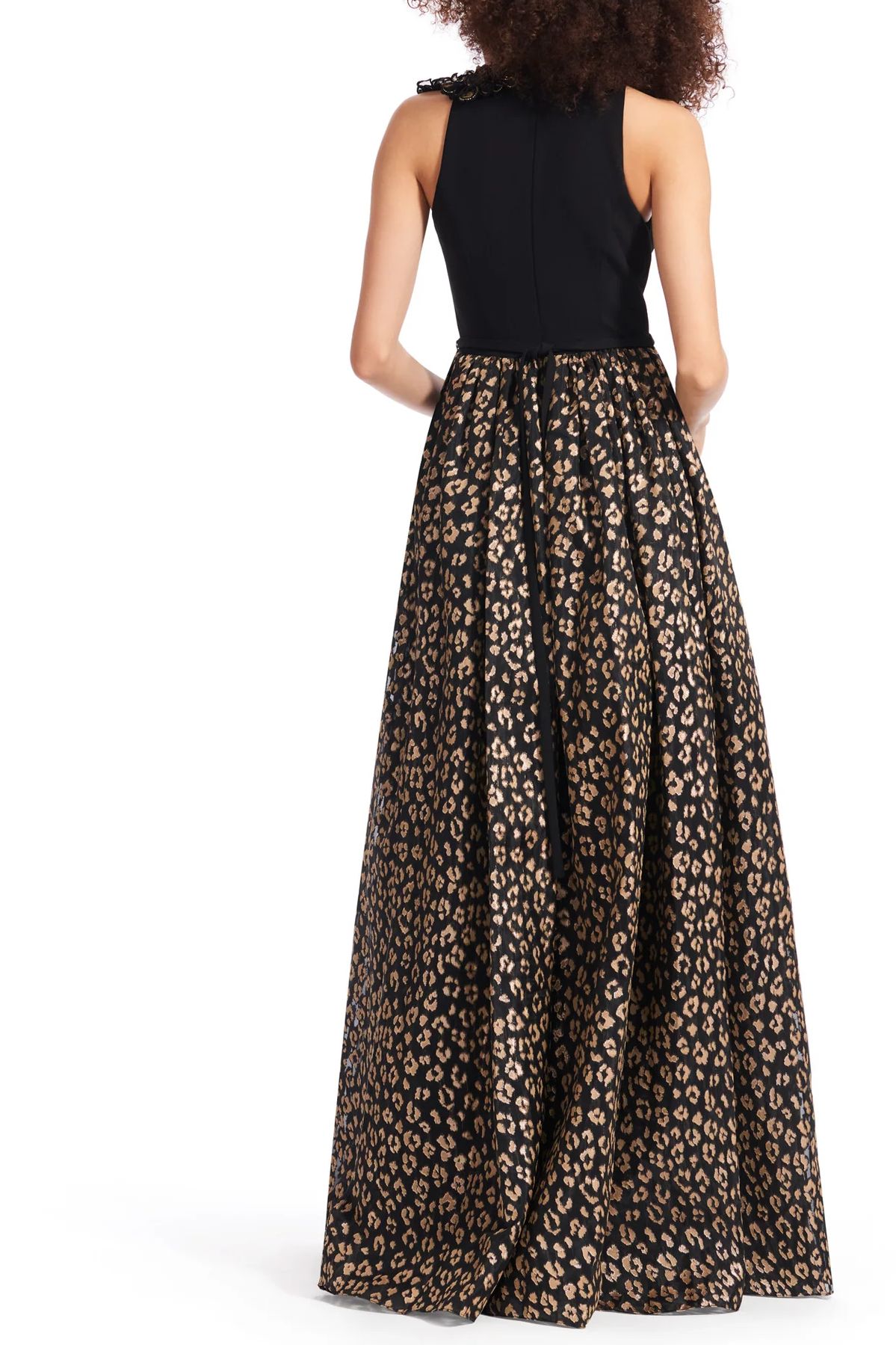 Emily Shalant Crew Neck Sleeveless Floral 3D Detail Back Zipper Long Jacquard Dress | Available at Curated Brands in Los Angeles Emily Shalant Crew Neck Sleeveless Floral 3D Detail Back Zipper Long Jacquard Dress | Available at Curated Brands in Los Angeles