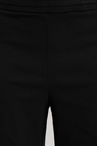 Counterparts Banded Waist Pull On Straight Cut Solid Hardware Detail Stretch Rayon Pants_Black_Detailed View