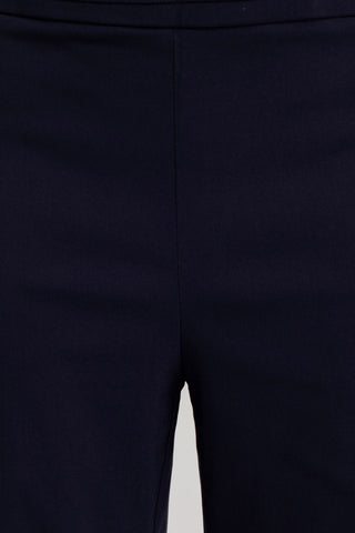 Counterparts Banded Waist Pull On Straight Cut Solid Hardware Detail Stretch Rayon Pants_Navy_Detailed View