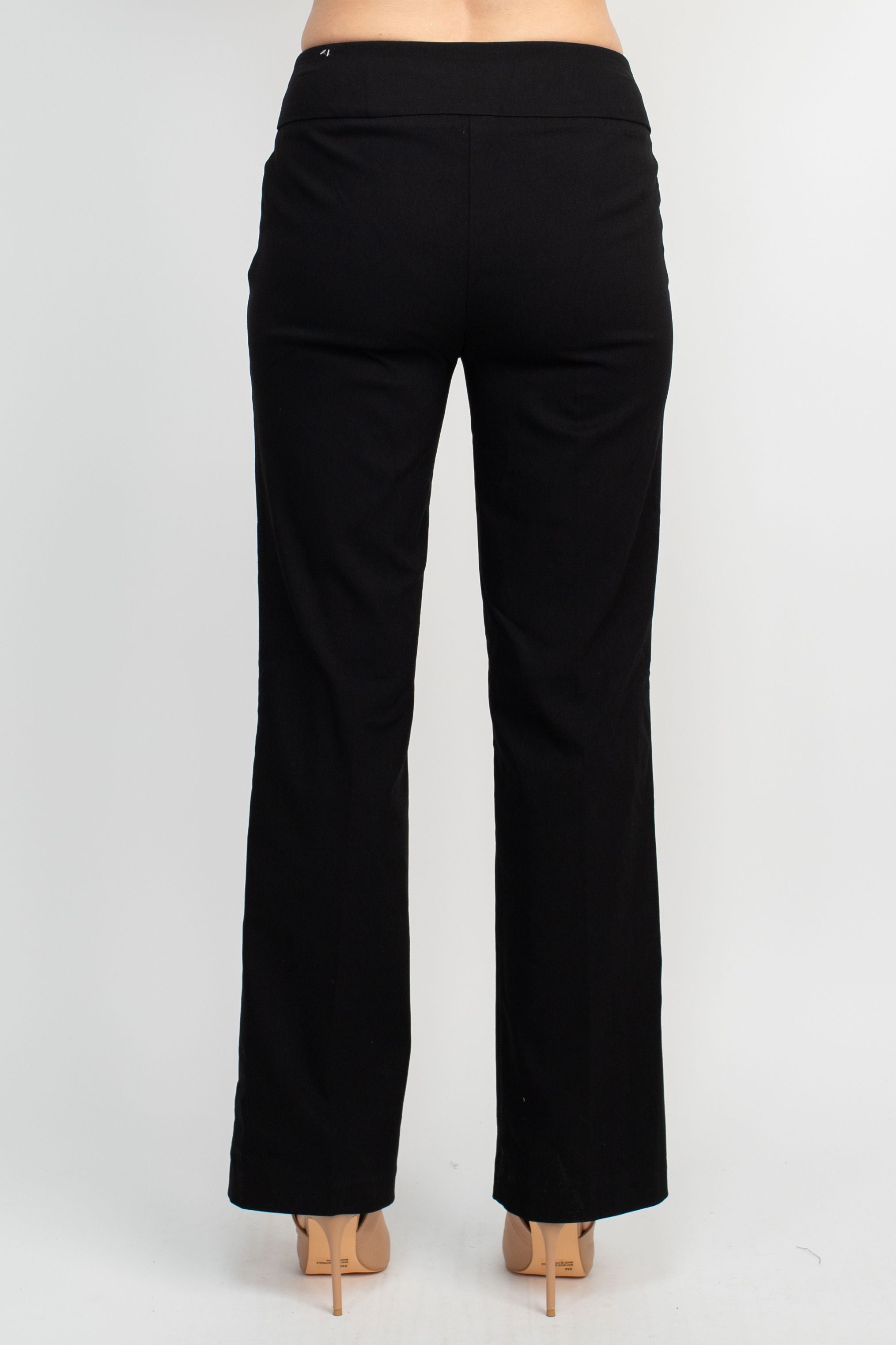 Counterparts Mid Waist Banded Waist Solid Straight Rayon Pant