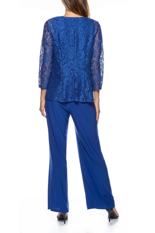 Marina Embellished Boat Neck Sleeveless Top Elastic Waist ITY Pants with Matching 3/4 Sleeve Jacket (3pc Set)