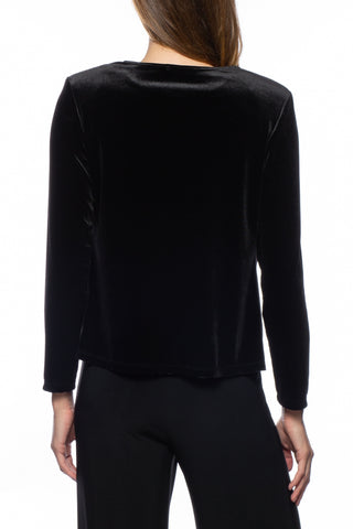 Marina Long Sleeve Jacket And Top Set - BLACK - FRONT 