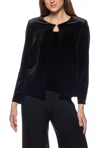 Marina Long Sleeve Jacket And Top Set - BLACK - FRONT 