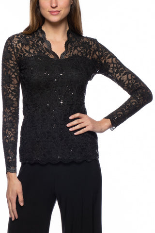 Marina Lace Top - BLACK - FRONT 