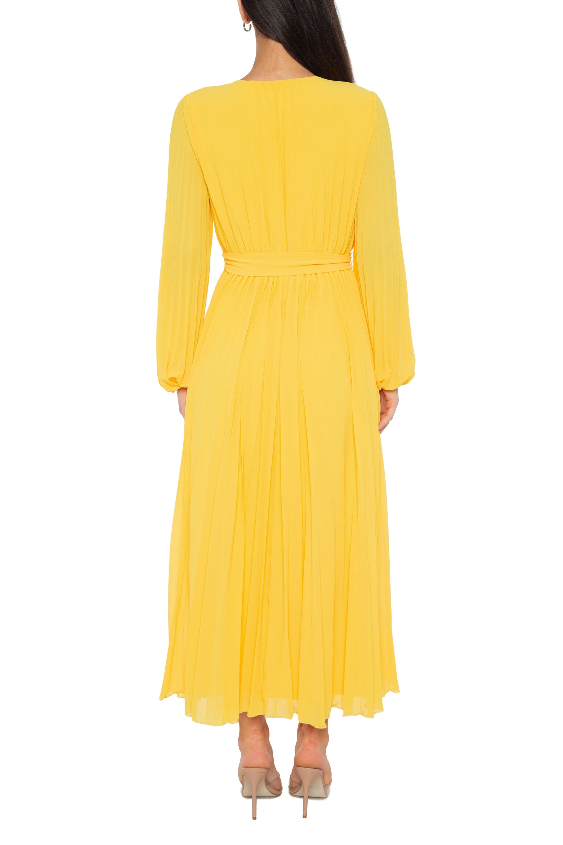 Marina Round Keyhole Neckline Empire Waist with Tie Pleated Skirt Maxi Dress | Available at Curated Brands in Los Angeles Marina Round Keyhole Neckline Empire Waist with Tie Pleated Skirt Maxi Dress | Available at Curated Brands in Los Angeles