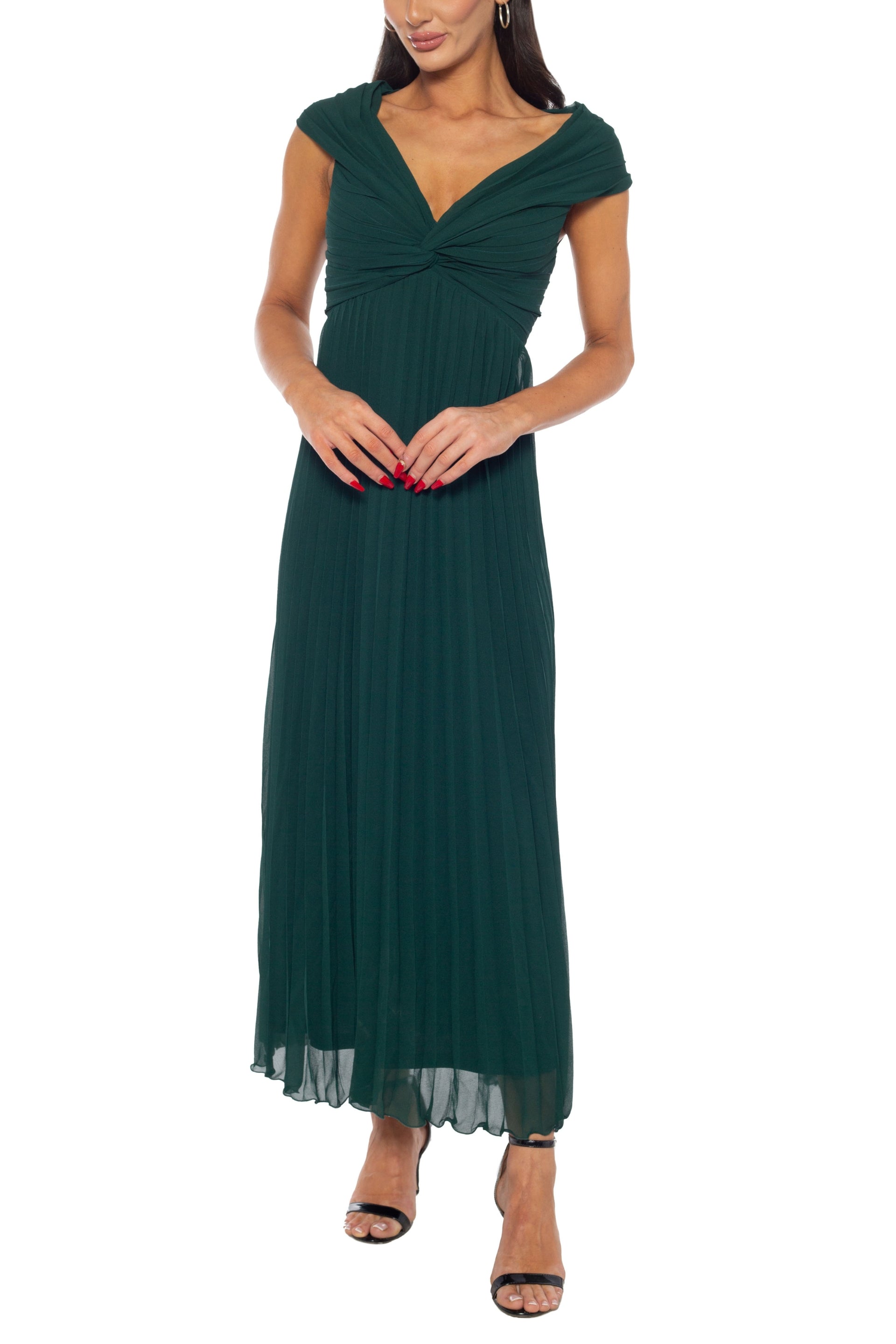 marina pleated dress Marina Pleated Bodice Maxi Dress M / Watercolor abstract