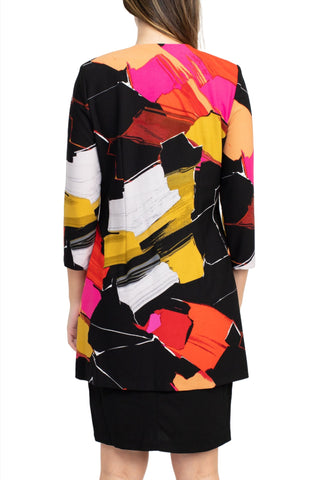 Danny & Nicole Scoop Neck Sleeveless Zipper Back Bodycon Multi Print Crepe Dress with Matching Jacket