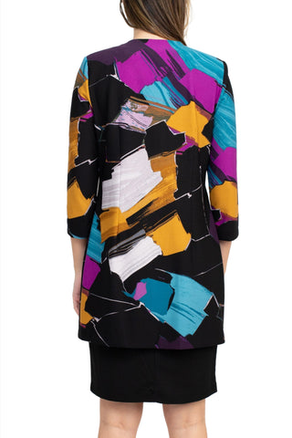 Danny & Nicole Scoop Neck Sleeveless Zipper Back Bodycon Multi Print Crepe Dress with Matching Jacket