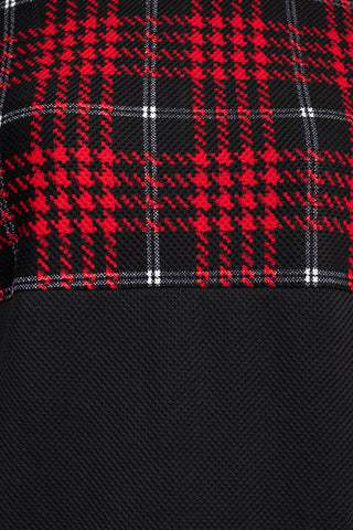 Danny & Nicole Scoop Neck Sleeveless Zipper Back Multi Print Knit Dress with Matching Jacket - Black Red Ivory - Fabric