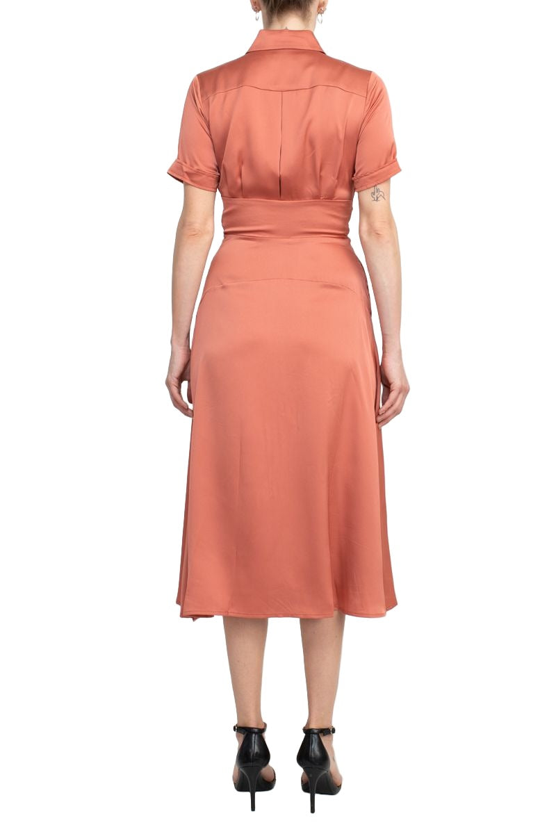 tahari satin dress Tahari Asl Crinkle Satin Dress - Champagne