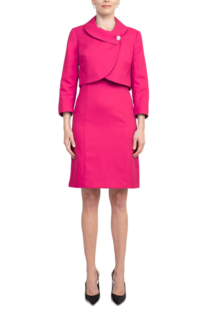 Tahari ASL Scoop Neck Sleeveless Zipper Back With Matching 3/4 Sleeves Jacket Tahari ASL Scoop Neck Sleeveless Zipper Back With Matching 3/4 Sleeves Jacket