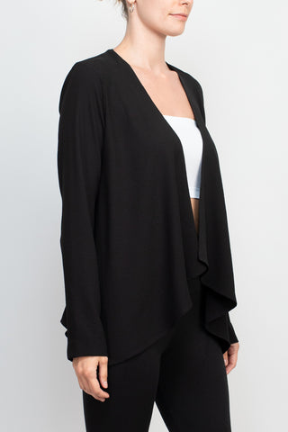 Grace Open Front Long Sleeve Solid Crepe Jacket