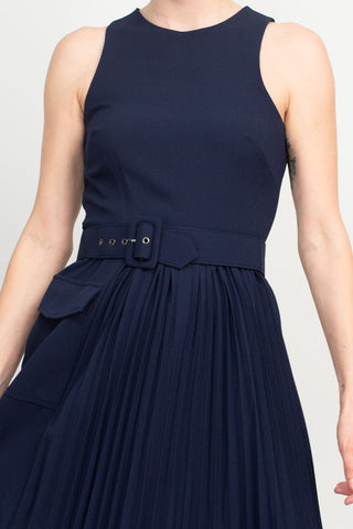 Taylor Scoop Neck Navy Midi Dress_Detailed View
