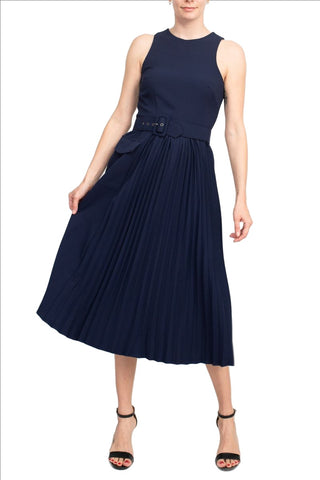 Taylor Scoop Neck Navy Midi Dress_Front View1