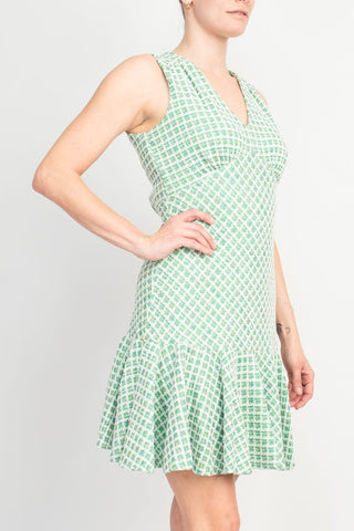 Taylor Soft Boucle V-Neck Dress - Lime Green Multi_Side View2