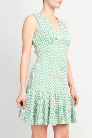 Taylor Soft Boucle V-Neck Dress - Lime Green Multi_Side View