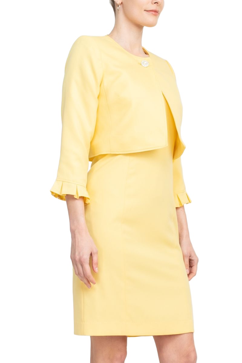 Tahari ASL Scoop Neck Sleeveless Short Dress With Matching Crew