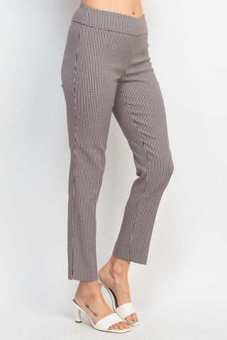 Counterparts banded mid waist houndstooth slim rayon blend pant