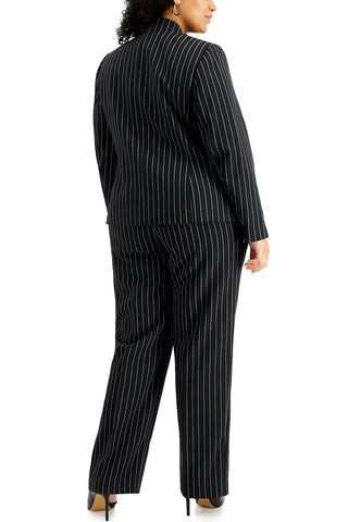 LE SUIT JACKET PANT SUIT ( PLUS SIZE ) - BLACK WHITE -  Back 