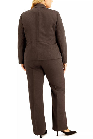 Le Suit Notched Collar two Button Closure Shoulder Pads with Mid Rise Straight Leg Zipper with Hook and Bar Closure Pant