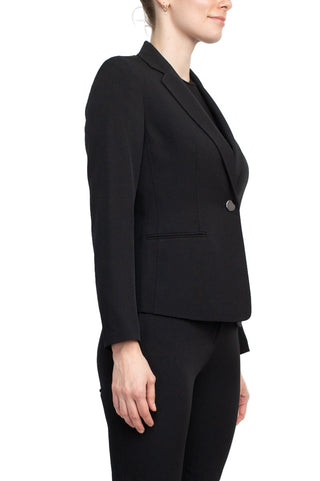 Le Suit Notched Collar 1 Button Jacket with Button Hook Zipper Closure Pants (Two Pant Suit)