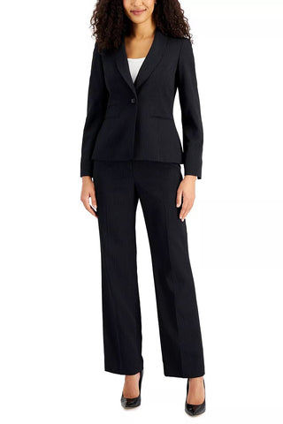 Le Suit Shawl Collar Long Sleeve Button Closure Shoulder Pads with Mid Waist Zipper Front Hook & Bar Closure 2 Piece Set
