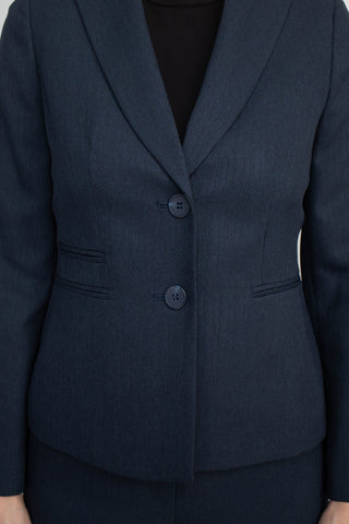 Le Suit Long Sleeve Double-Button Blazer Punctuated with Three Welt Pockets Crepe Pant