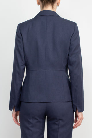 Le Suit Notched Collar 1 Button Jacket with Button Hook Zipper Closure Pants (Two Piece Set)