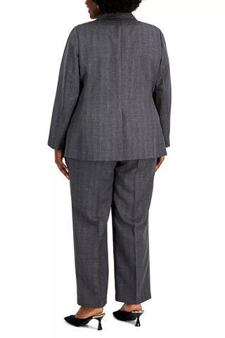 Le Suit Plus Size Straight-Leg Pantsuit ( Plus Size ) - CHARCOAL - Back 