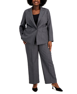 Le Suit Plus Size Straight-Leg Pantsuit ( Plus Size ) - CHARCOAL - Front 