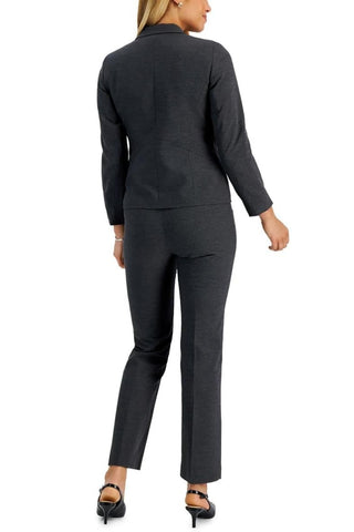 Le Suit Pant Jacket Suit ( Plus Size ) - BLACK GREY WHITE MLT - Back 